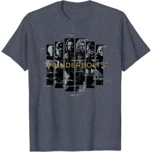 imageMarvel Studios Thunderbolts Team Glitched with Logo TShirtHeather Blue