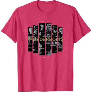 imageMarvel Studios Thunderbolts Team Glitched with Logo TShirtRed Heather