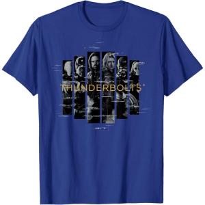 imageMarvel Studios Thunderbolts Team Glitched with Logo TShirtRoyal Blue