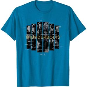 imageMarvel Studios Thunderbolts Team Glitched with Logo TShirtSapphire Blue