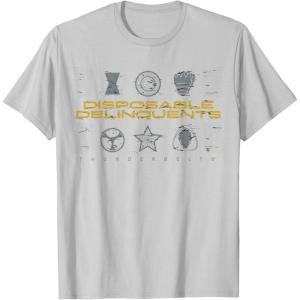 imageMarvel Studios Thunderbolts quotDisposable Delinquentsquot Icons TShirtSilver Grey