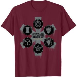 imageMarvel Studios Thunderbolts quotDisposable Delinquentsquot Team TShirtBurgundy
