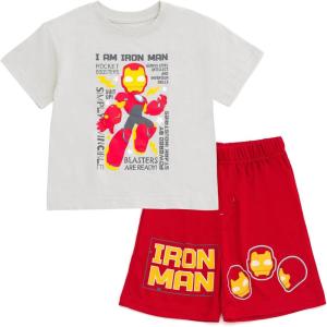 imageMarvel TShirt and Mesh Shorts Outfit Set Toddler to Big Kid Sizes 2T  1416Gray  Red  Iron Man