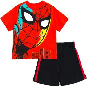 imageMarvel TShirt and Mesh Shorts Outfit Set Toddler to Big Kid Sizes 2T  1416Red  Black  Spiderman