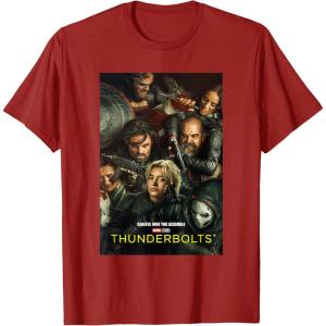 imageMarvel Thunderbolts Careful Who You Assemble Team Poster TShirtCranberry Red