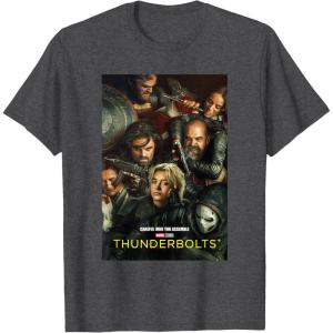 imageMarvel Thunderbolts Careful Who You Assemble Team Poster TShirtDark Heather Grey