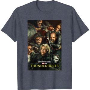 imageMarvel Thunderbolts Careful Who You Assemble Team Poster TShirtHeather Blue