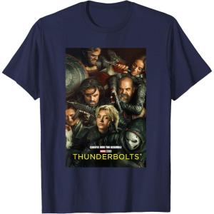 imageMarvel Thunderbolts Careful Who You Assemble Team Poster TShirtNavy Blue