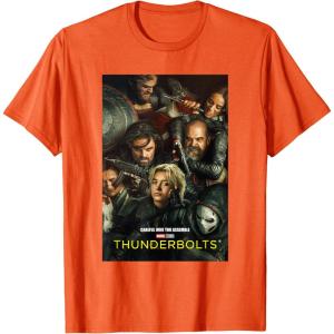 imageMarvel Thunderbolts Careful Who You Assemble Team Poster TShirtOrange