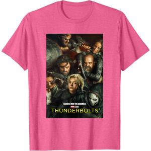 imageMarvel Thunderbolts Careful Who You Assemble Team Poster TShirtPink Heather
