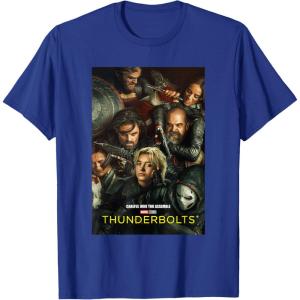 imageMarvel Thunderbolts Careful Who You Assemble Team Poster TShirtRoyal Blue