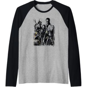 imageMarvel Thunderbolts Topographic Map Group Shot Raglan Baseball TeeBlackAthletic Heather