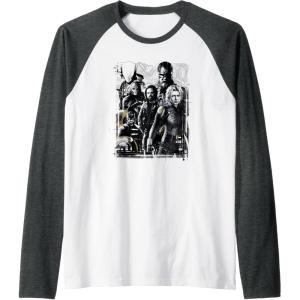 imageMarvel Thunderbolts Topographic Map Group Shot Raglan Baseball TeeDark Heather GreyWhite