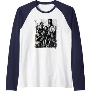 imageMarvel Thunderbolts Topographic Map Group Shot Raglan Baseball TeeNavy BlueWhite