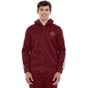 imageMarvel Zip Up Athletic Track Hoodie Adult Sizes XSmall  2XLMaroon  Deadpool