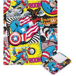 imageNorthwest Captain America Silk Touch Throw Blanket 50quot x 60quot Airborne AvengerCaptain Badge