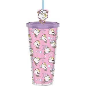 imageSilver Buffalo Marvel Avengers SpiderMan Plastic Cold Cup with Lid and Straw Topper 24 OuncesBeauty and the Beast Chip