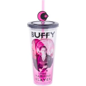 imageSilver Buffalo Marvel Avengers SpiderMan Plastic Cold Cup with Lid and Straw Topper 24 OuncesBuffy the Vampire Slayer