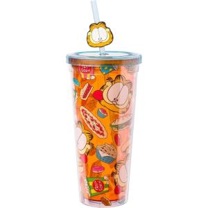 imageSilver Buffalo Marvel Avengers SpiderMan Plastic Cold Cup with Lid and Straw Topper 24 OuncesGarfield Junk Food