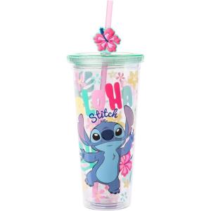 imageSilver Buffalo Marvel Avengers SpiderMan Plastic Cold Cup with Lid and Straw Topper 24 OuncesLilo and Stitch Aloha