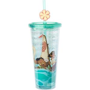 imageSilver Buffalo Marvel Avengers SpiderMan Plastic Cold Cup with Lid and Straw Topper 24 OuncesMoana