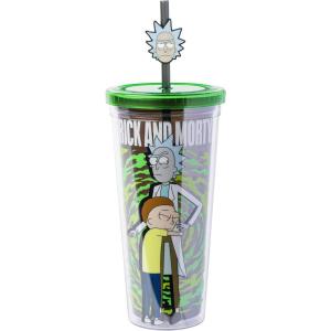 imageSilver Buffalo Marvel Avengers SpiderMan Plastic Cold Cup with Lid and Straw Topper 24 OuncesRicky and Morty Hugging