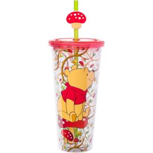 imageSilver Buffalo Marvel Avengers SpiderMan Plastic Cold Cup with Lid and Straw Topper 24 OuncesWinnie the Pooh Mushrooms