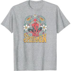 imageSpiderMan  Florals TShirtHeather Grey