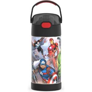 imageTHERMOS FUNTAINER Water Bottle with Straw  12 Ounce  Kids Stainless Steel Vacuum Insulated Water Bottle with Lid SpiderManAvengers
