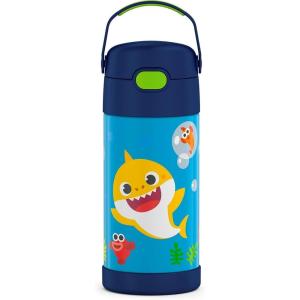 imageTHERMOS FUNTAINER Water Bottle with Straw  12 Ounce  Kids Stainless Steel Vacuum Insulated Water Bottle with Lid SpiderManBaby Shark