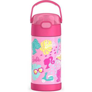 imageTHERMOS FUNTAINER Water Bottle with Straw  12 Ounce  Kids Stainless Steel Vacuum Insulated Water Bottle with Lid SpiderManBarbie