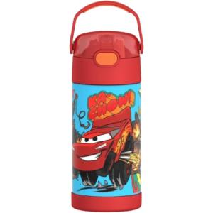 imageTHERMOS FUNTAINER Water Bottle with Straw  12 Ounce  Kids Stainless Steel Vacuum Insulated Water Bottle with Lid SpiderManCars