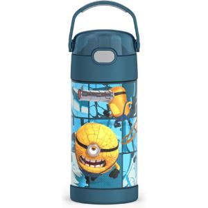 imageTHERMOS FUNTAINER Water Bottle with Straw  12 Ounce  Kids Stainless Steel Vacuum Insulated Water Bottle with Lid SpiderManDespicable Me 4