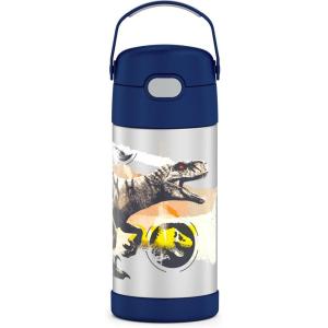 imageTHERMOS FUNTAINER Water Bottle with Straw  12 Ounce  Kids Stainless Steel Vacuum Insulated Water Bottle with Lid SpiderManJurassic World