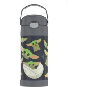 imageTHERMOS FUNTAINER Water Bottle with Straw  12 Ounce  Kids Stainless Steel Vacuum Insulated Water Bottle with Lid SpiderManMandalorian