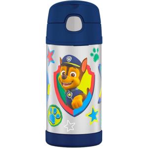 imageTHERMOS FUNTAINER Water Bottle with Straw  12 Ounce  Kids Stainless Steel Vacuum Insulated Water Bottle with Lid SpiderManPAW PATROL BOY