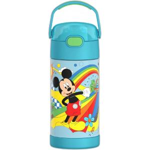 imageTHERMOS FUNTAINER Water Bottle with Straw  12 Ounce  Kids Stainless Steel Vacuum Insulated Water Bottle with Lid SpiderManPRESCHOOL MICKEY