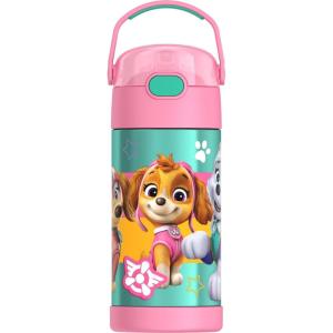 imageTHERMOS FUNTAINER Water Bottle with Straw  12 Ounce  Kids Stainless Steel Vacuum Insulated Water Bottle with Lid SpiderManPaw Patrol Girl