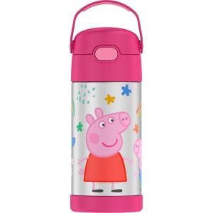 imageTHERMOS FUNTAINER Water Bottle with Straw  12 Ounce  Kids Stainless Steel Vacuum Insulated Water Bottle with Lid SpiderManPeppa Pig