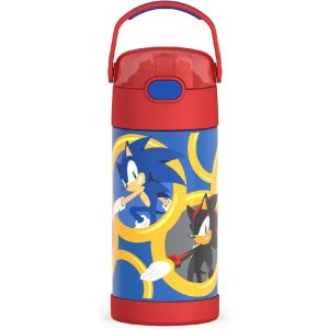 imageTHERMOS FUNTAINER Water Bottle with Straw  12 Ounce  Kids Stainless Steel Vacuum Insulated Water Bottle with Lid SpiderManSonic the Hedgehog