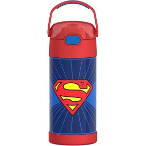 imageTHERMOS FUNTAINER Water Bottle with Straw  12 Ounce  Kids Stainless Steel Vacuum Insulated Water Bottle with Lid SpiderManSuperman