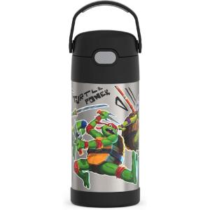 imageTHERMOS FUNTAINER Water Bottle with Straw  12 Ounce  Kids Stainless Steel Vacuum Insulated Water Bottle with Lid SpiderManTeenage Mutant Ninja Turtles