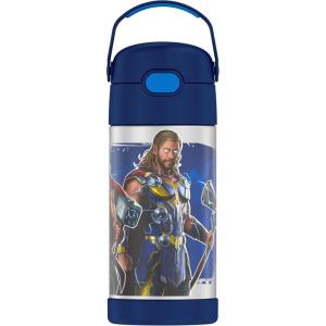 imageTHERMOS FUNTAINER Water Bottle with Straw  12 Ounce  Kids Stainless Steel Vacuum Insulated Water Bottle with Lid SpiderManThor