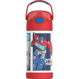 imageTHERMOS FUNTAINER Water Bottle with Straw  12 Ounce  Kids Stainless Steel Vacuum Insulated Water Bottle with Lid SpiderManTransformers