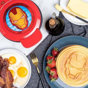 imageUncanny Brands Marvel Spiderman Waffle Maker Spideys Mask on Your Waffles Waffle IronIron Man
