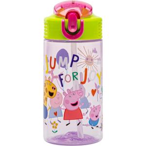 imageZak Designs Marvel SpiderMan Kids Spout Cover and Builtin Carrying Loop Made of Plastic LeakProof Water Bottle Design 16 oz BPAFreePeppa Pig