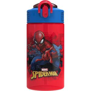 imageZak Designs Marvel SpiderMan Kids Spout Cover and Builtin Carrying Loop Made of Plastic LeakProof Water Bottle Design 16 oz BPAFreeSpiderman