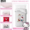 imageJay Franco Marvel Deadpool Queen Size Comforter Set  7 Piece Bedding Includes Sheet Set and Pillow Covers  Gray and Red Super Soft Cozy BeddingGrey  Hello Kitty