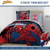 imageJay Franco Marvel Deadpool Queen Size Comforter Set  7 Piece Bedding Includes Sheet Set and Pillow Covers  Gray and Red Super Soft Cozy BeddingMulti  Spiderman