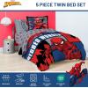imageJay Franco Marvel Deadpool Queen Size Comforter Set  7 Piece Bedding Includes Sheet Set and Pillow Covers  Gray and Red Super Soft Cozy BeddingMulti  Spiderman
